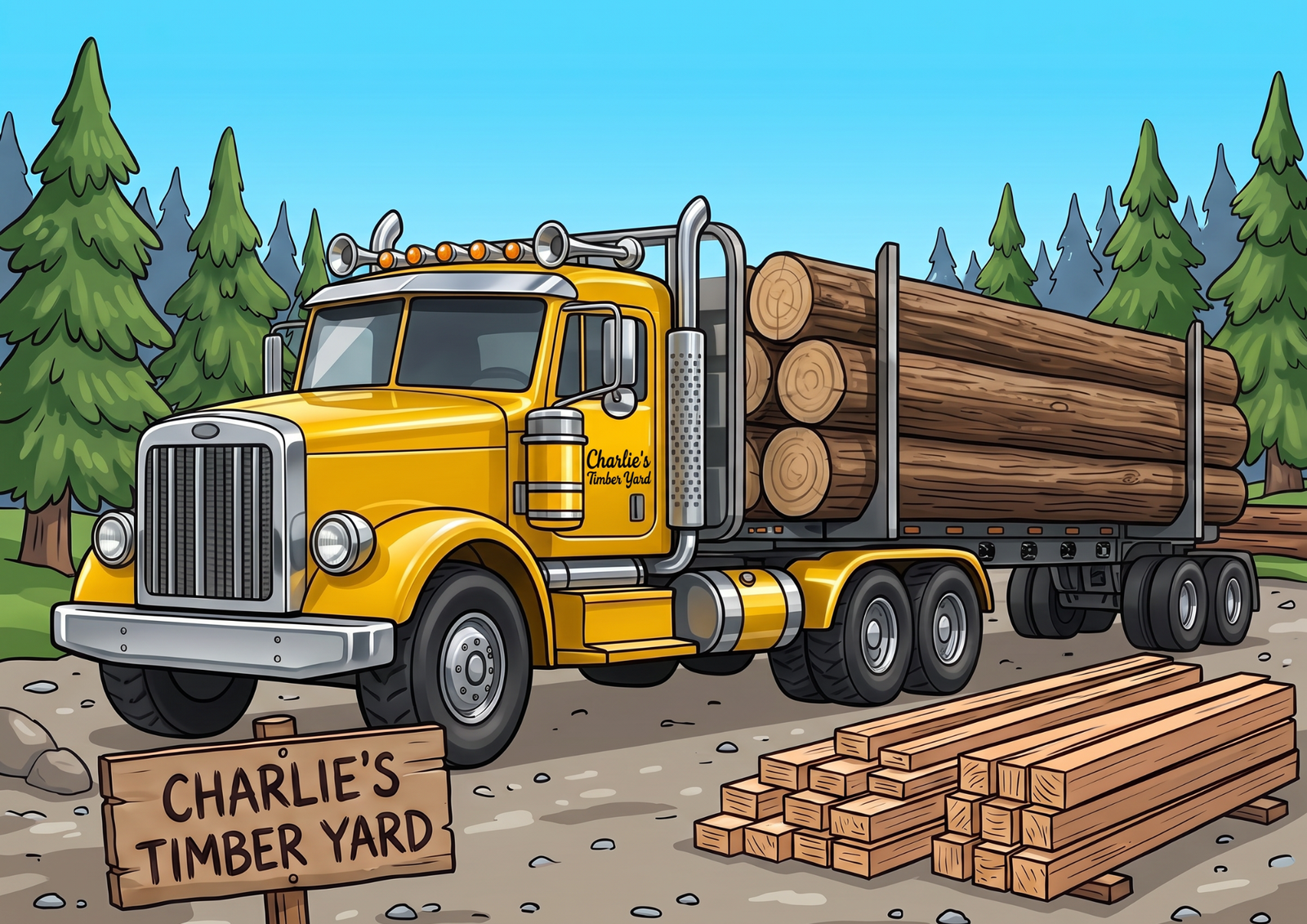 Charlie's truck loaded with logs