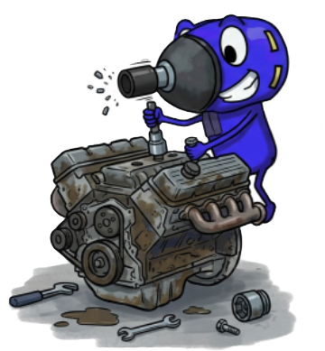 Working on an engine. Progress unclear.