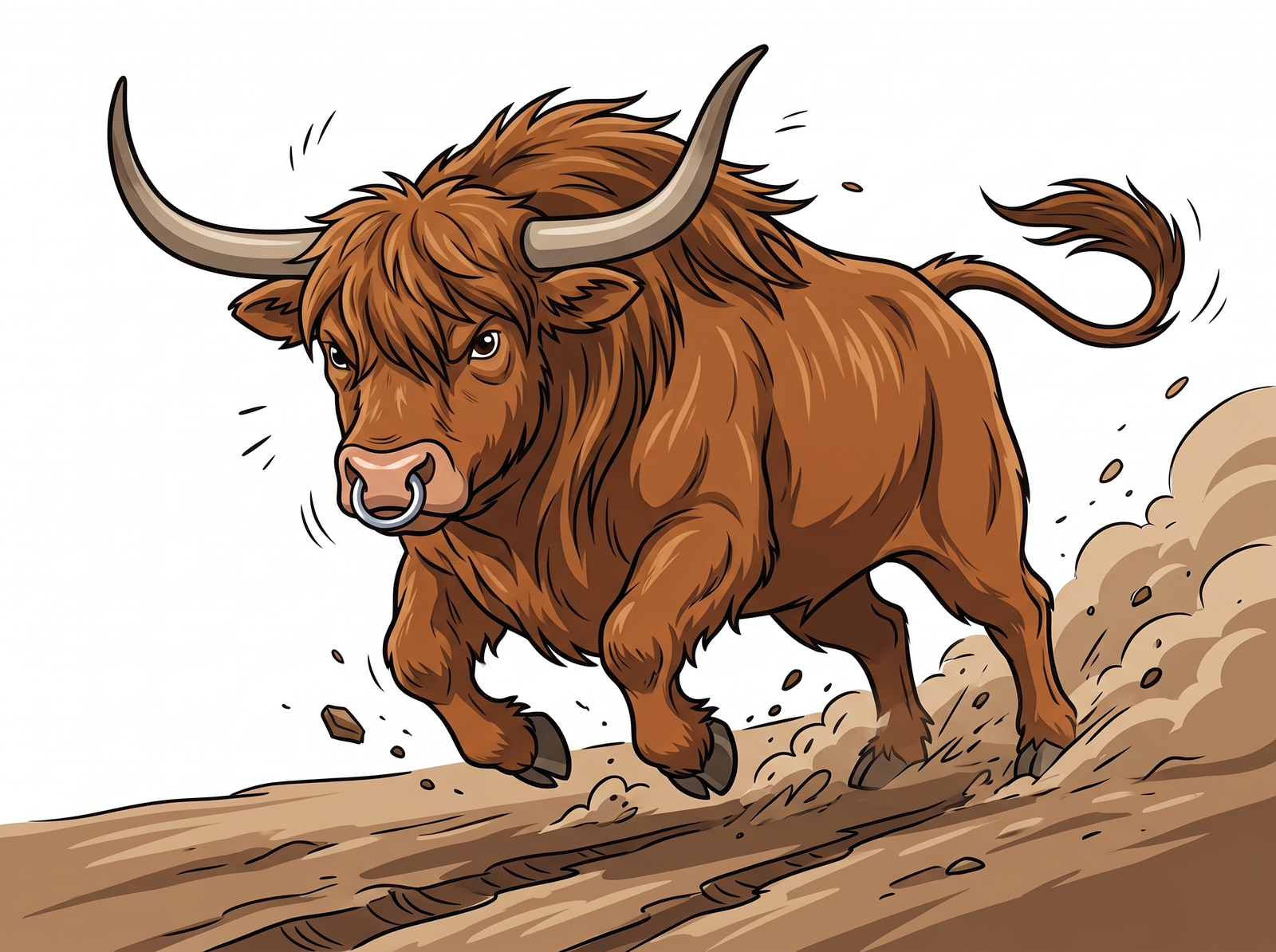 The farm bull charging