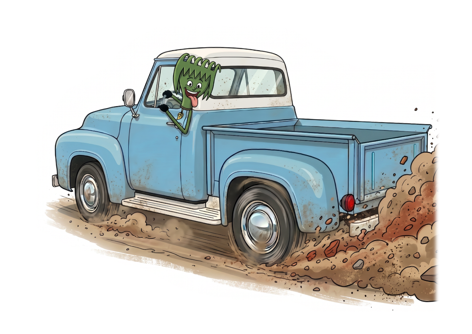 Ricky spinning the wheels of the Farm Truck