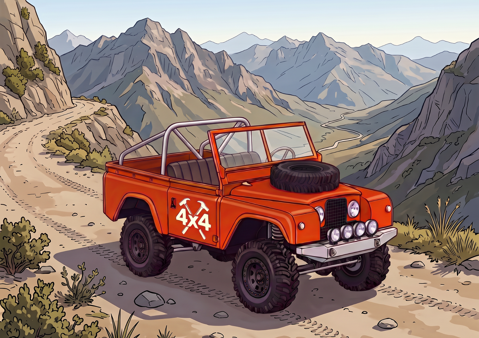 Hector's Off-Roader on a mountain road