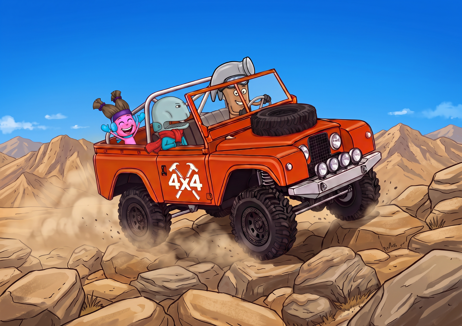 Hector's Off-Roader over rocky terrain