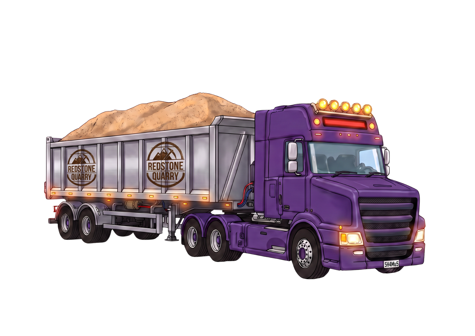 Shamus' Purple Rig loaded with sand at Redstone Quarry