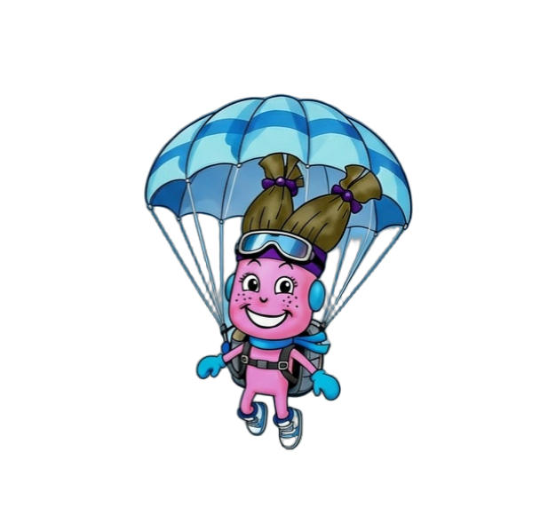 Parachuting — of course she is