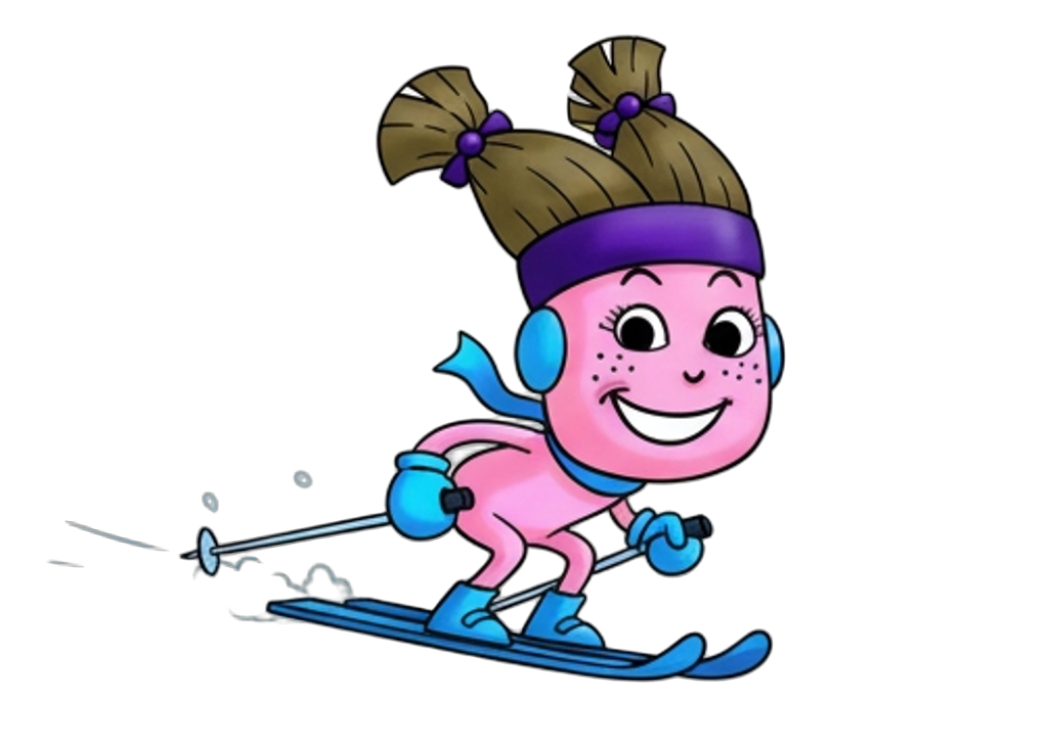 Skiing — Roxie never does anything slowly