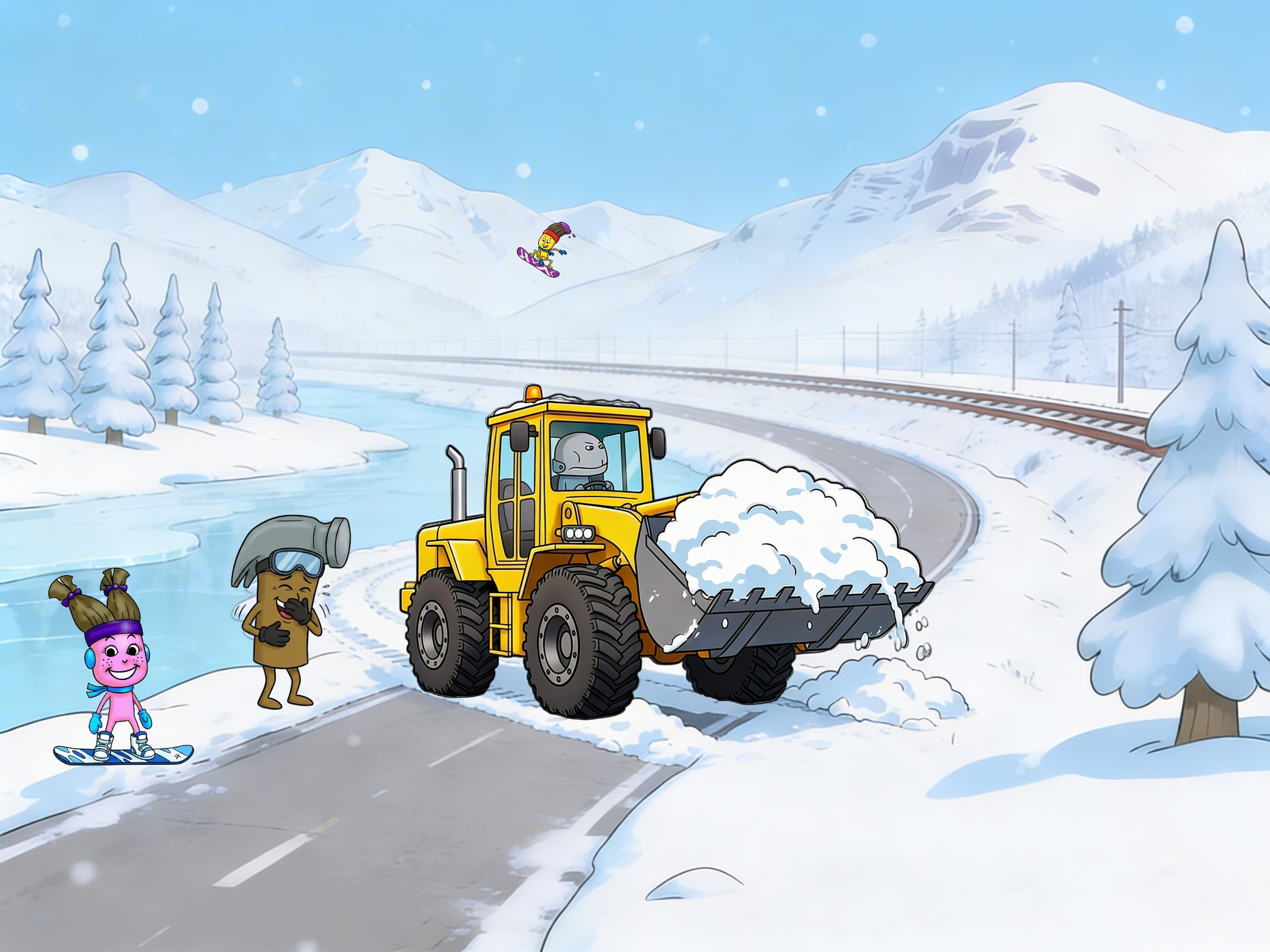 The crew in action — Twin Falls winter