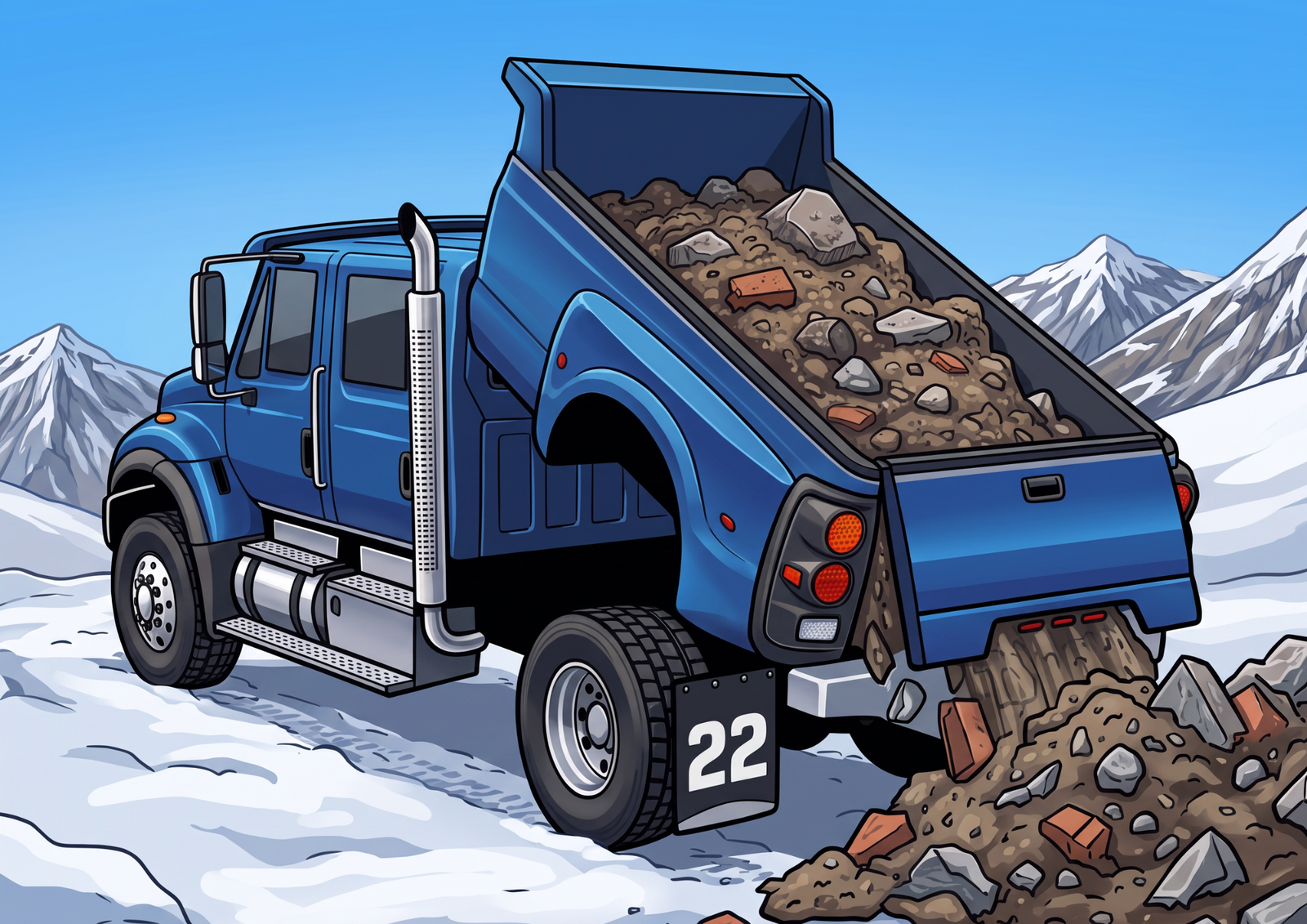 The Heavy Hauler tipping rubble at the Stoneyard