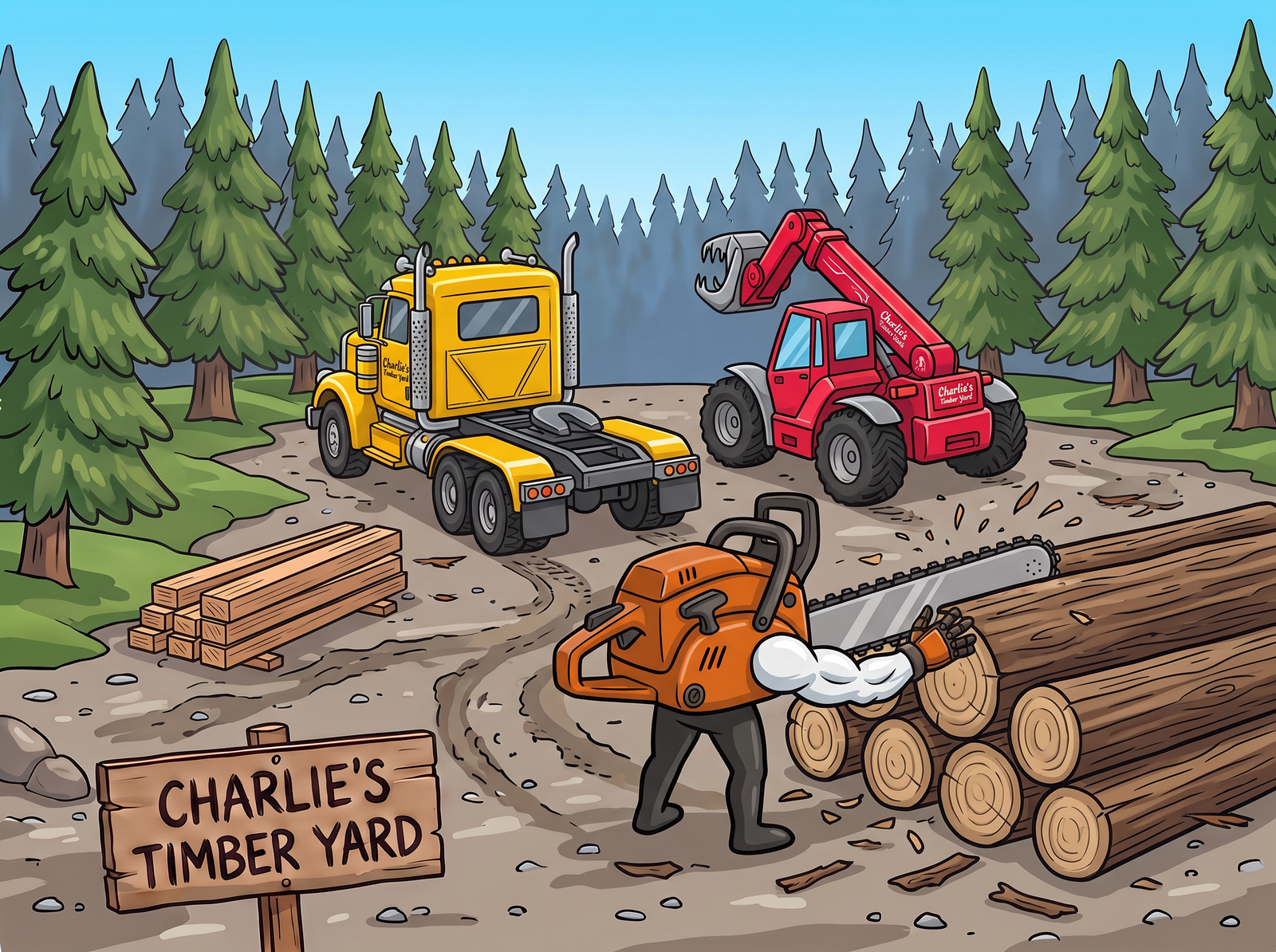 Charlie with his truck and telehandler