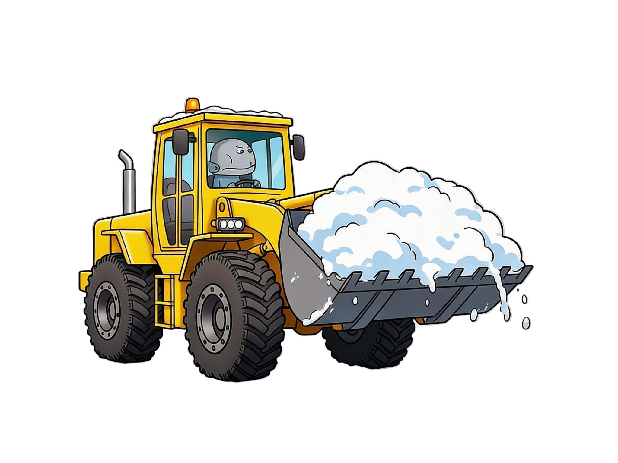 Wayne clearing snow with the yellow loader